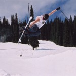 Skier in the half pipe